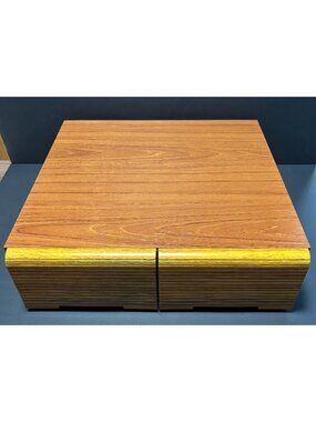 Faux Wood Two-Drawer VHS Storage Box Holds 24 Tapes Vintage 80s